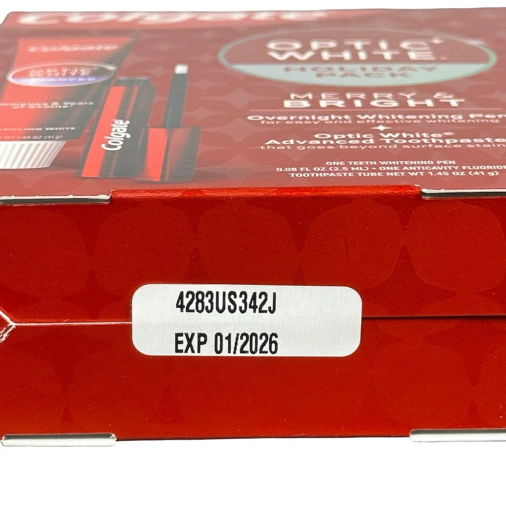 Colgate Optic White Holiday Pack Advanced Toothpaste & Whitening Pen Exp 01/2026